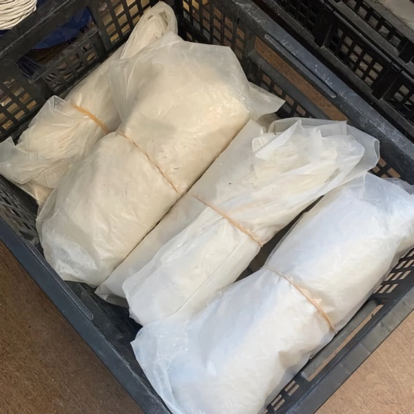 Cleaned clay bags ready for recycling